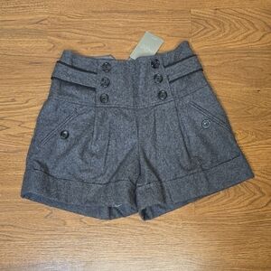 NWT Idra for Anthropologie Wool Tailored Shorts Gray Fully Lined Cuffed